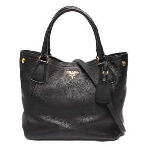 Prada Vitello Daino Side Pocket Tote black leather